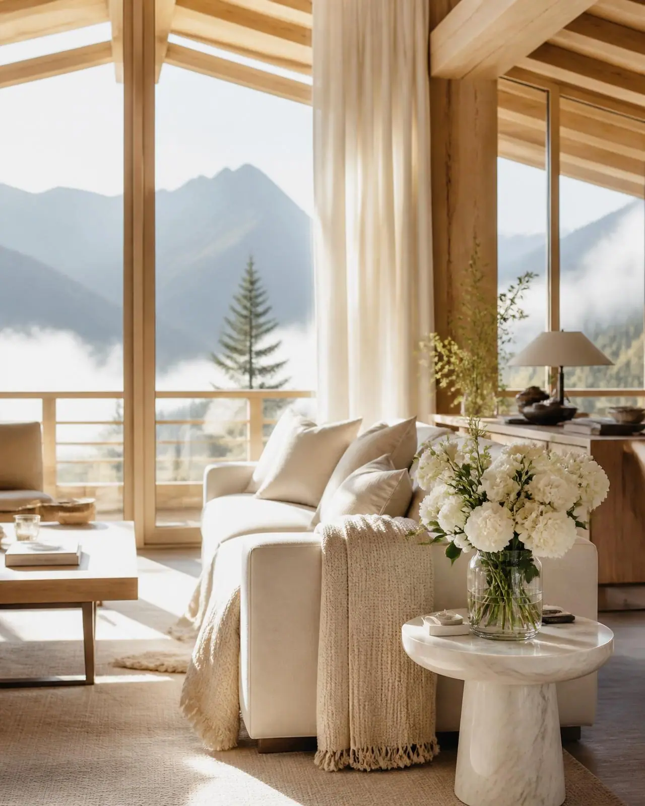 Intérieur lumineux d'un chalet géré par JLD Conciergerie